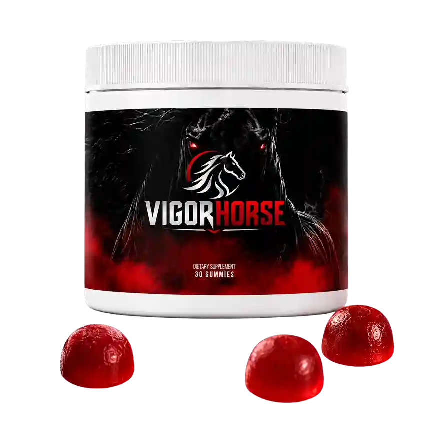 Vigor Horse Gummies jar with 30 dietary supplement gummies